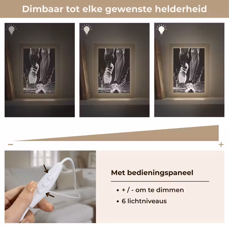 Hardloopschoenen - Rennen - Druppels - Zwart Light Box met kabel (Tafellamp) klein -USP_dimbaarNL
