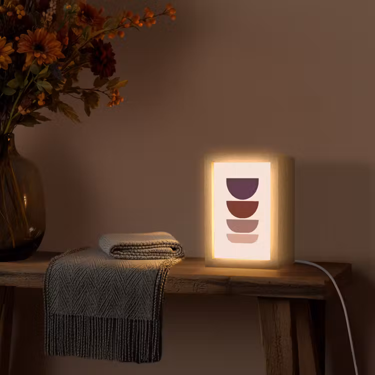 Harmonieus - Symmetrisch - Rood Light Box met kabel (Tafellamp) klein -sfeer4