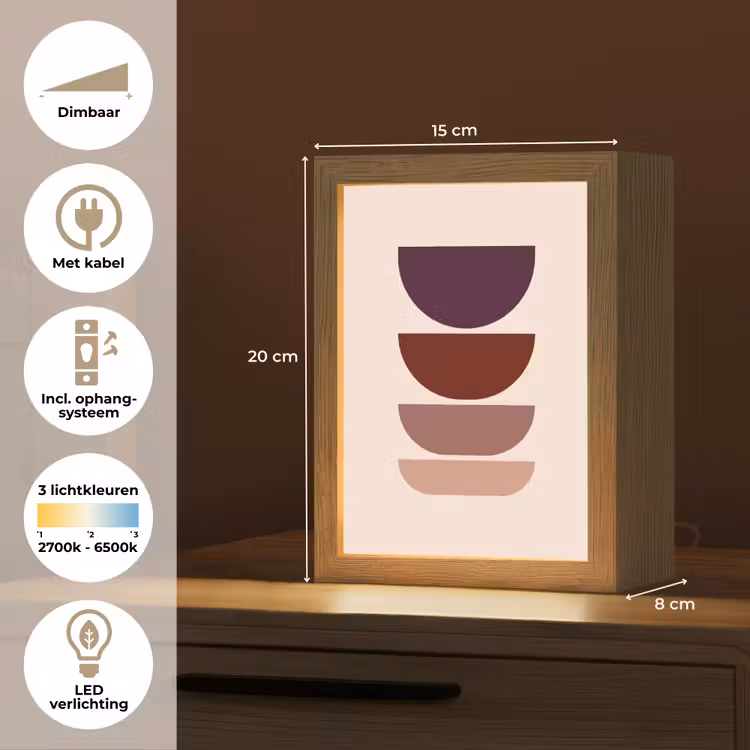 Harmonieus - Symmetrisch - Rood Light Box met kabel (Tafellamp) klein -USP_NL