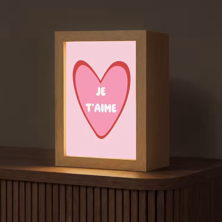 Hart - Frans - Valentijn - Roze Light Box met kabel (Tafellamp) klein -z3d_website