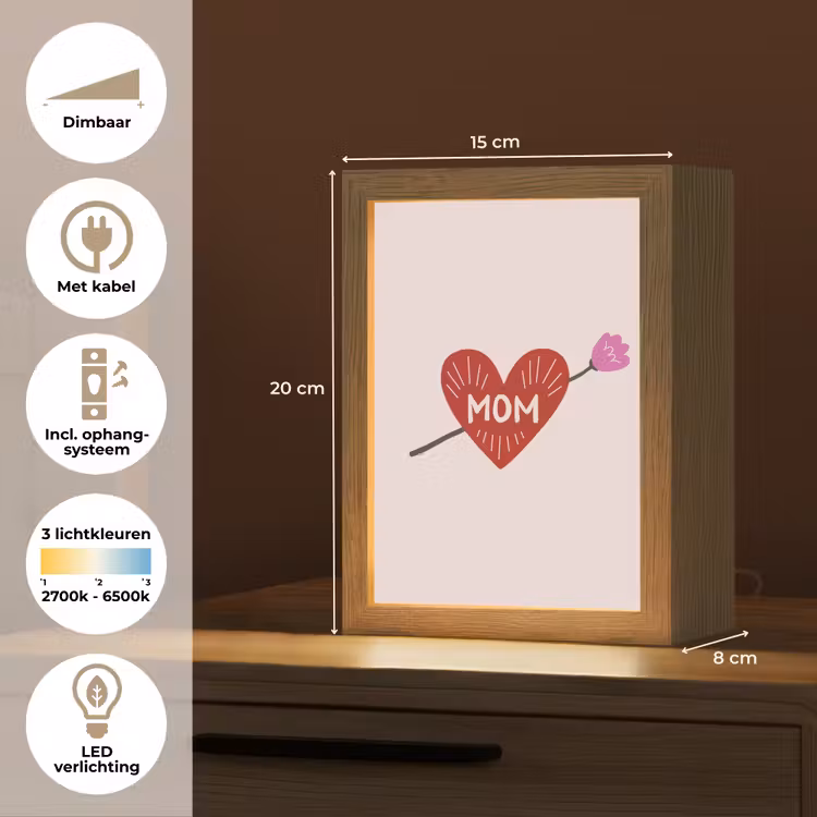 Hart - Rood - Bloem - Moeder Light Box met kabel (Tafellamp) klein -USP_NL
