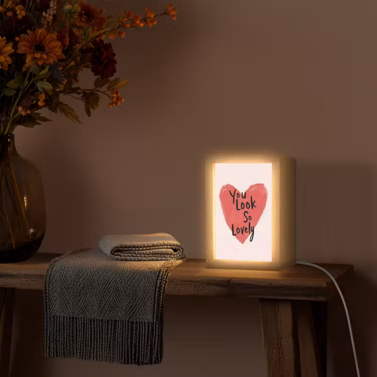 Hart - Rood - Valentijn Light Box met kabel (Tafellamp) klein -sfeer4