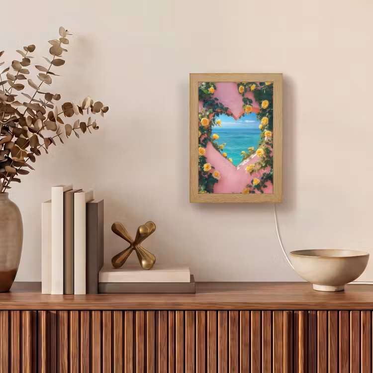 Hart - Zee - Muur Light Box met kabel (Tafellamp) klein -sfeer2