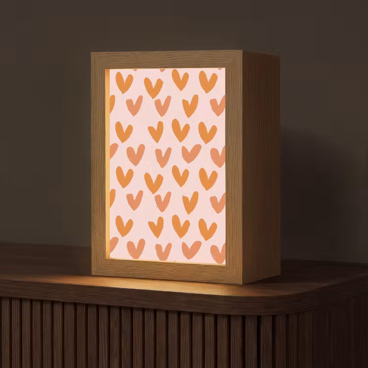 Hartjes - Getekend - Oranje Light Box met kabel (Tafellamp) klein 925 -z3d_website