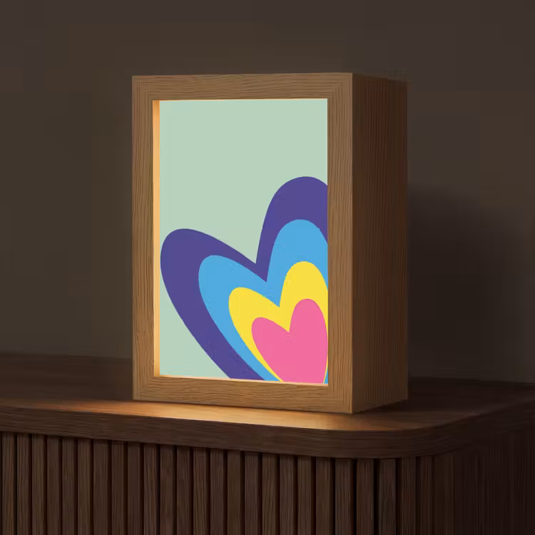 Hartjes - Kleurrijk - Valentijn Light Box met kabel (Tafellamp) klein -z3d_website