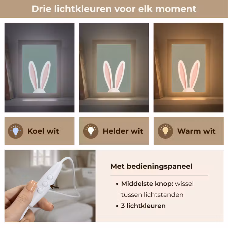 Hazen - Oren - Roze Light Box met kabel (Tafellamp) klein -USP_lichtkleurNL