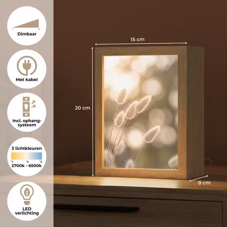 Hazestaartgras - Wit - Zonlicht Light Box met kabel (Tafellamp) klein -USP_NL