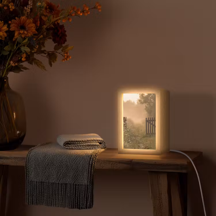 Hek - Natuur - Mist - Veld Light Box met kabel (Tafellamp) klein -sfeer4