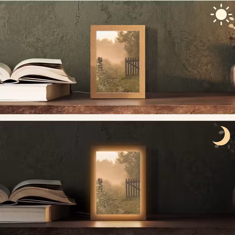 Hek - Natuur - Mist - Veld Light Box met kabel (Tafellamp) klein -sfeer3