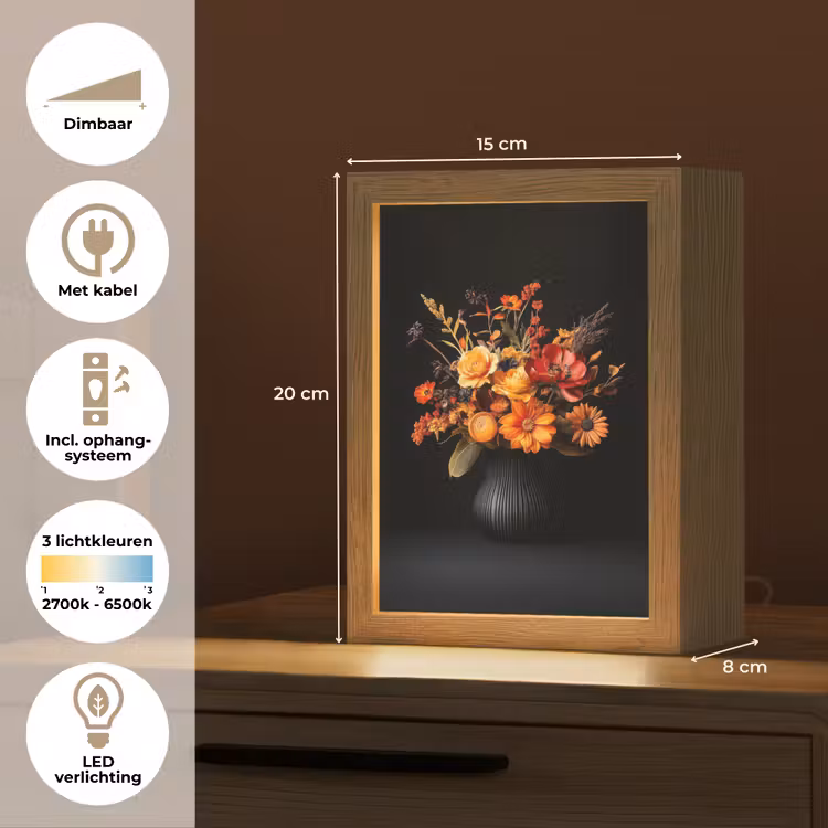 Herfst - Boeket - Oranje Light Box met kabel (Tafellamp) klein -USP_NL