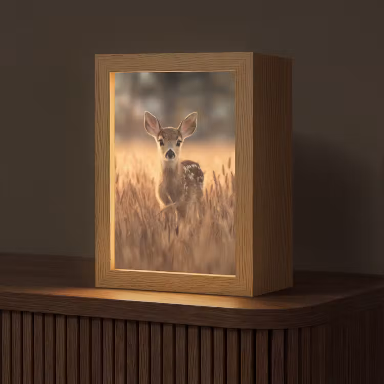 Hert - Graanveld - Bruin Light Box met kabel (Tafellamp) klein -z3d_website