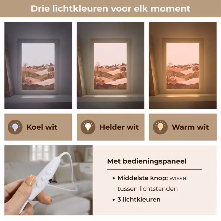 Heuvellandschap - Grafisch - Terracotta Light Box met kabel (Tafellamp) klein -USP_lichtkleurNL