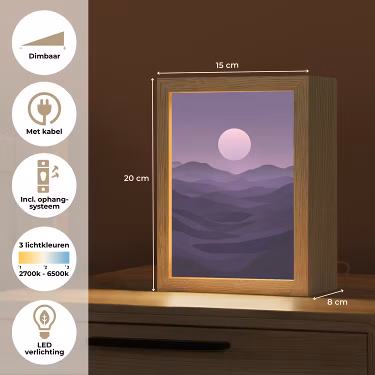 Heuvels - Paars - Mist - Zon Light Box met kabel (Tafellamp) klein -USP_NL
