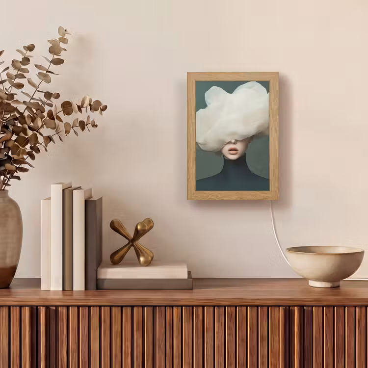 Hoed - Vrouw - Beige Light Box met kabel (Tafellamp) klein -sfeer2