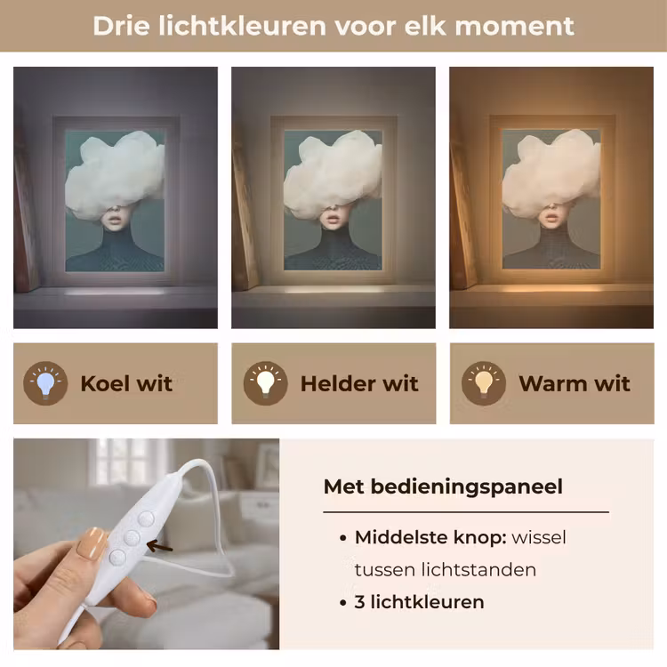 Hoed - Vrouw - Beige Light Box met kabel (Tafellamp) klein -USP_lichtkleurNL