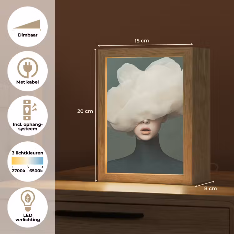 Hoed - Vrouw - Beige Light Box met kabel (Tafellamp) klein -USP_NL
