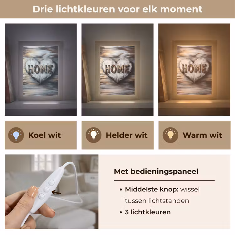 Home - Hart - Houtlook - Liefde Light Box met kabel (Tafellamp) klein -USP_lichtkleurNL