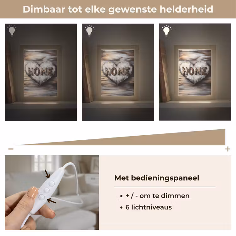 Home - Hart - Houtlook - Liefde Light Box met kabel (Tafellamp) klein -USP_dimbaarNL