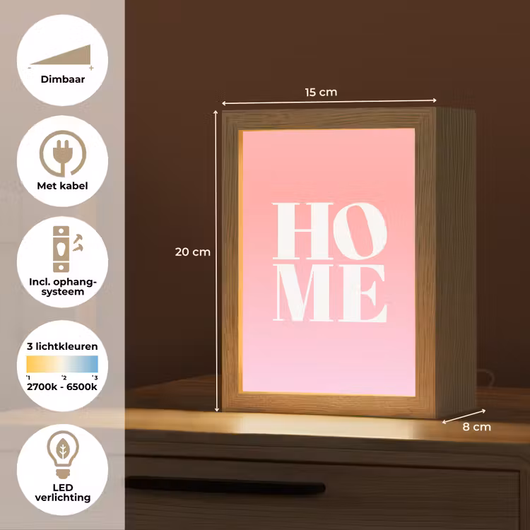 Home - Letters - Groot - Roze Light Box met kabel (Tafellamp) klein -USP_NL
