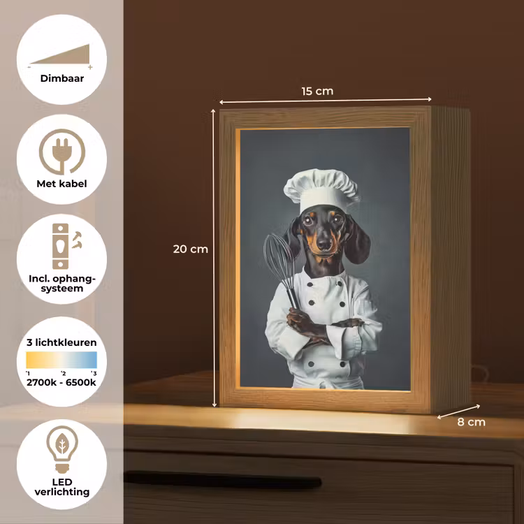 Hond - Garde - Kok Light Box met kabel (Tafellamp) klein -USP_NL