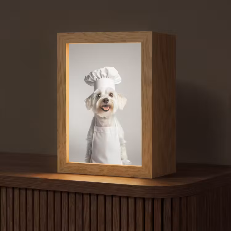 Hond - Wit - Kok Light Box met kabel (Tafellamp) klein -z3d_website
