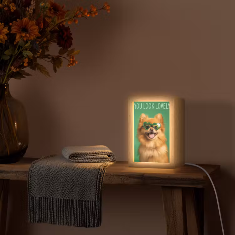 Hond - Zonnebril - Valentijn - Love Light Box met kabel (Tafellamp) klein -sfeer4