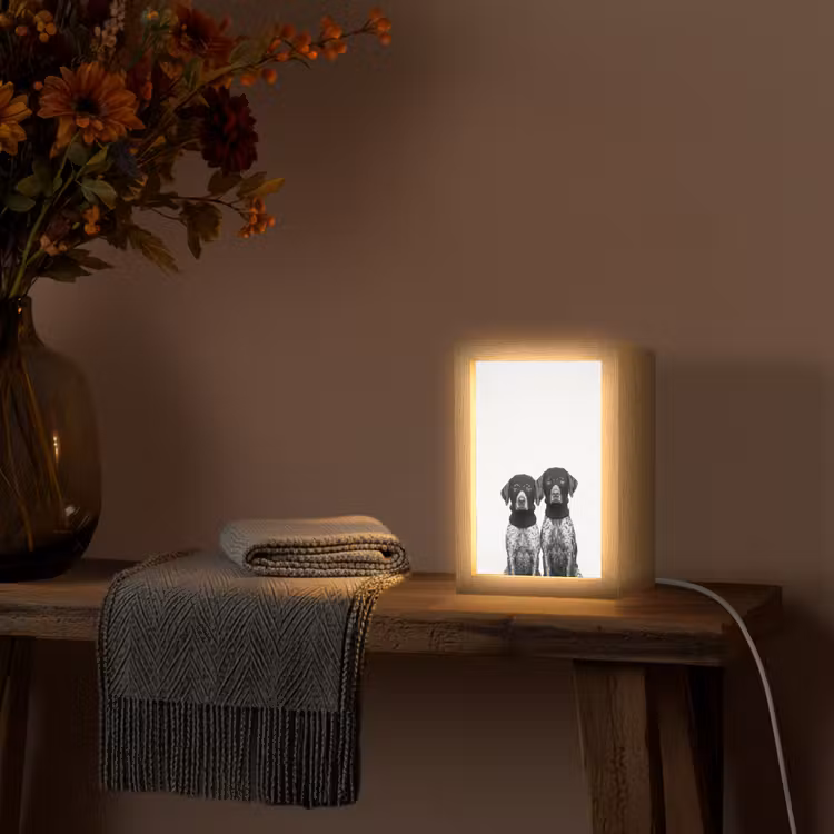 Honden - Bivakmuts - Zwart - wit Light Box met kabel (Tafellamp) klein -sfeer4