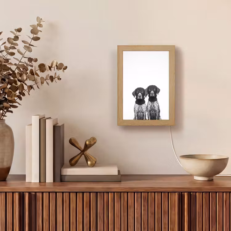 Honden - Bivakmuts - Zwart - wit Light Box met kabel (Tafellamp) klein -sfeer2
