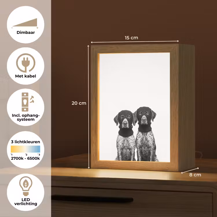 Honden - Bivakmuts - Zwart - wit Light Box met kabel (Tafellamp) klein -USP_NL