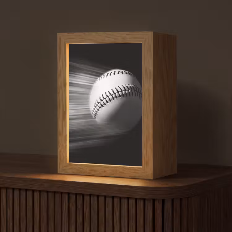 Honkbal - Wit - Vliegt Light Box met kabel (Tafellamp) klein -z3d_website