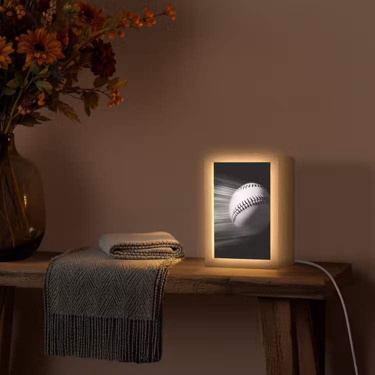 Honkbal - Wit - Vliegt Light Box met kabel (Tafellamp) klein -sfeer4