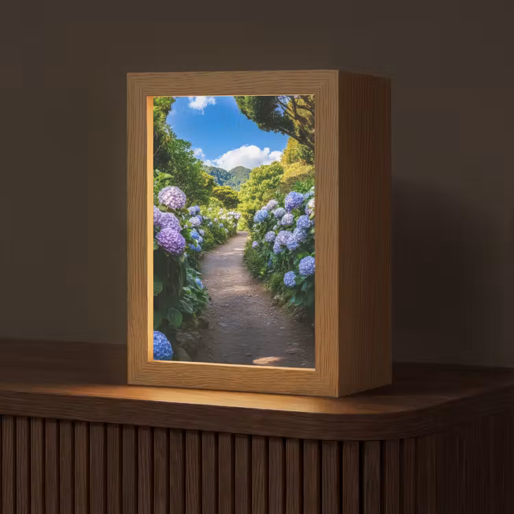 Hortsensia - Pad - Bloemen Light Box met kabel (Tafellamp) klein -z3d_website