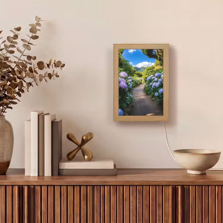 Hortsensia - Pad - Bloemen Light Box met kabel (Tafellamp) klein -sfeer2