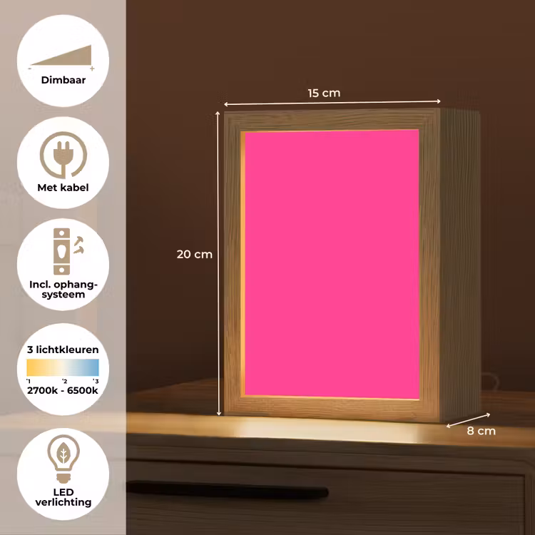 Hot - Fuchsia - Roze Light Box met kabel (Tafellamp) klein 925 -USP_NL