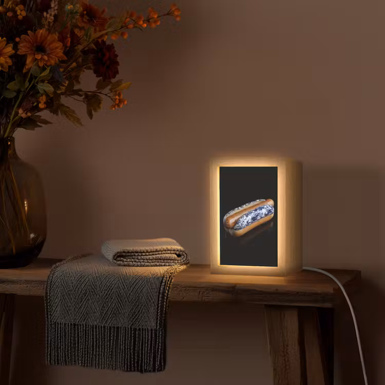 Hotdog - Porselein - Delfts blauw - Eten Light Box met kabel (Tafellamp) klein -sfeer4