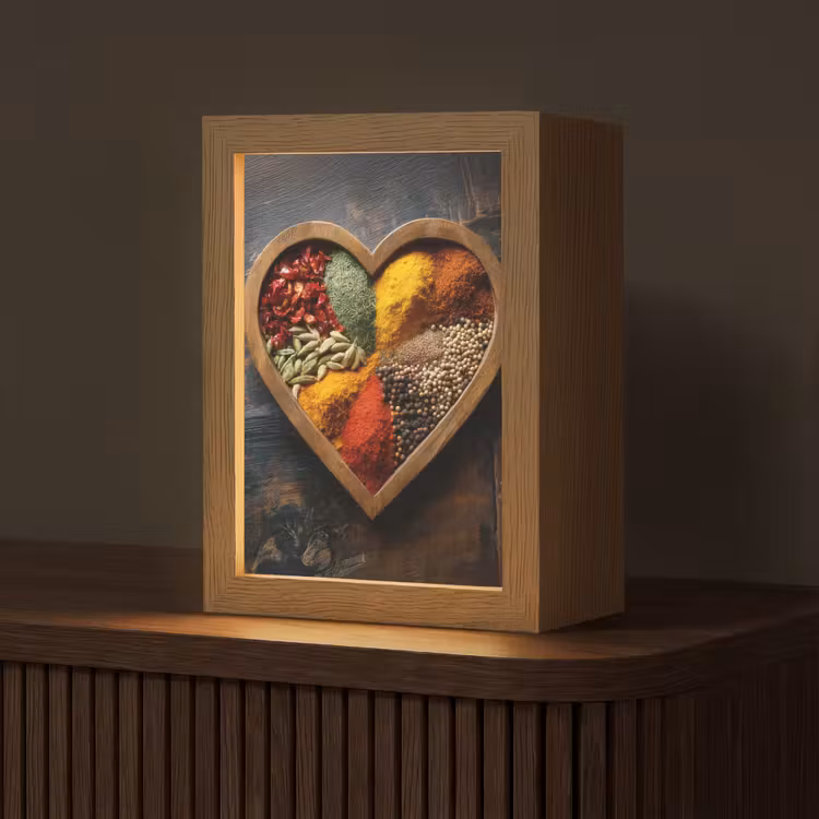 Houten - Hart - Kleurrijke - Specerijen Light Box met kabel (Tafellamp) klein -z3d_website