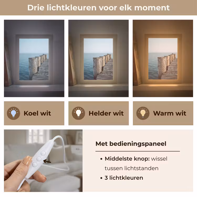 Houten steiger - Helderblauwe lucht Light Box met kabel (Tafellamp) klein -USP_lichtkleurNL