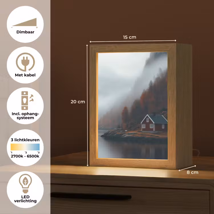 Huis - Rood - Bergen - Water Light Box met kabel (Tafellamp) klein -USP_NL