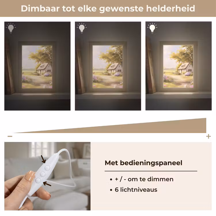 Huisje - Hout - Bloemen Light Box met kabel (Tafellamp) klein -USP_dimbaarNL