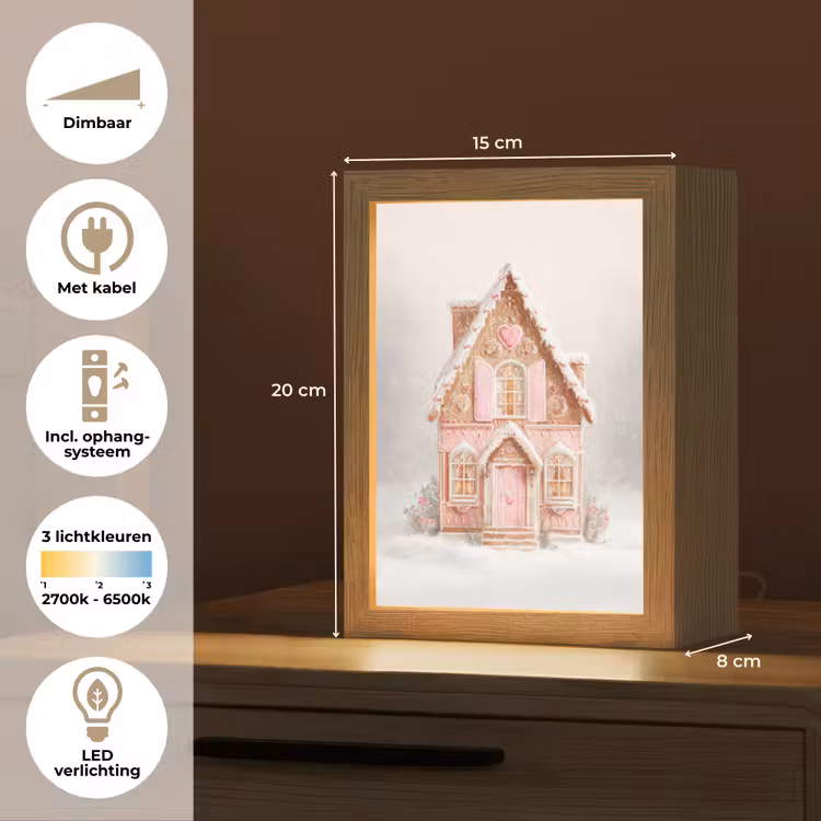 Huisje - Suiker - Pastel Light Box met kabel (Tafellamp) klein -USP_NL