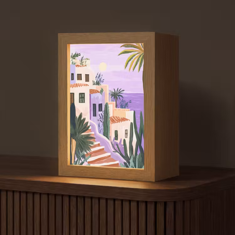 Huizen - Minimalistisch - Palmbomen - Kust Light Box met kabel (Tafellamp) klein -z3d_website
