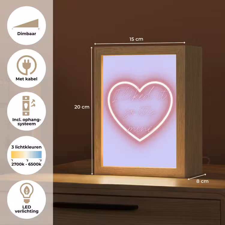 I liked it so it's mine - Neon hart - Paars Light Box met kabel (Tafellamp) klein -USP_NL