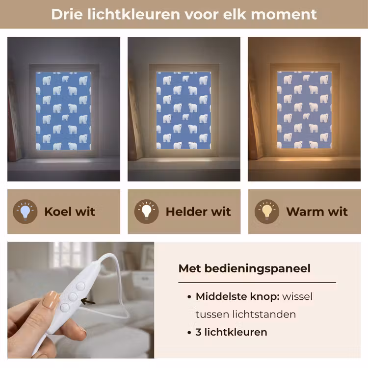 IJsbeer - Patroon - Blauw Light Box met kabel (Tafellamp) klein 925 -USP_lichtkleurNL