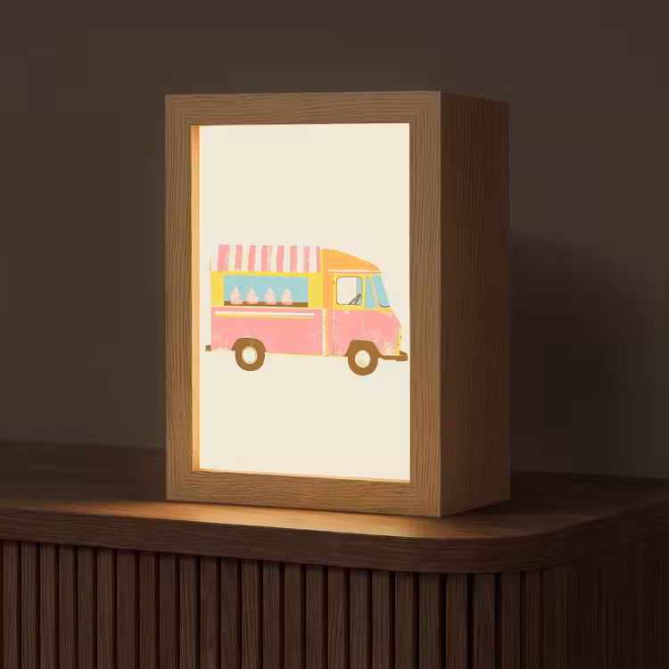 Ijskar - Retro - Softijsjes - Roze Light Box met kabel (Tafellamp) klein -z3d_website