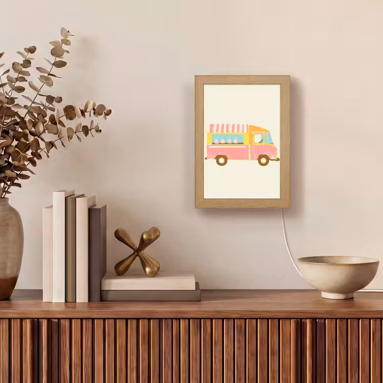 Ijskar - Retro - Softijsjes - Roze Light Box met kabel (Tafellamp) klein -sfeer2