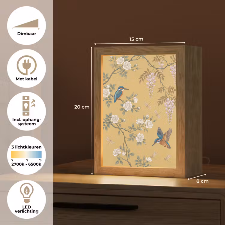 IJsvogels - Bloesem - Geel Light Box met kabel (Tafellamp) klein -USP_NL