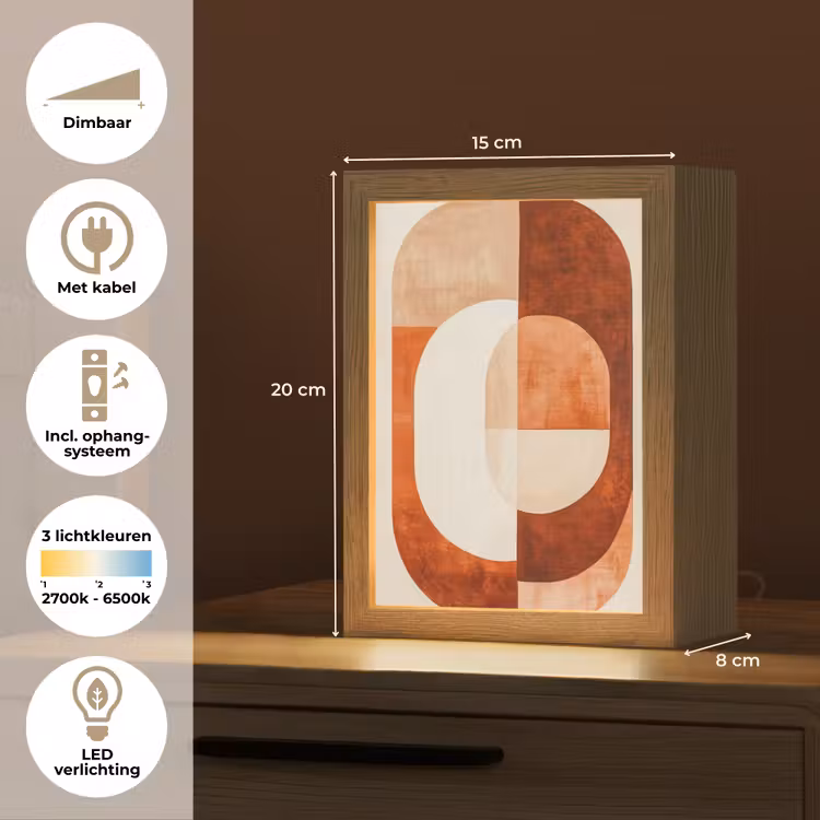 Illustratie - Abstract - Vormen - Rood Light Box met kabel (Tafellamp) klein -USP_NL