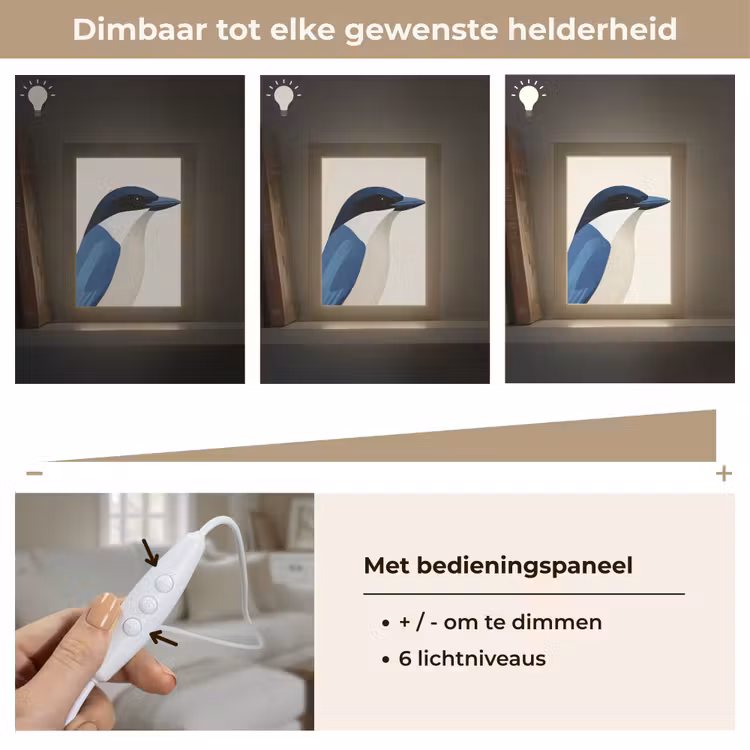Illustratie - Blauw - Vogel Light Box met kabel (Tafellamp) klein -USP_dimbaarNL