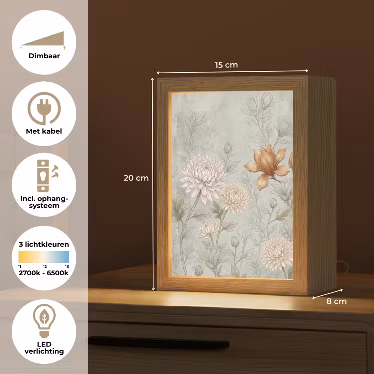 Illustratie - Bloemen - Groen Light Box met kabel (Tafellamp) klein -USP_NL
