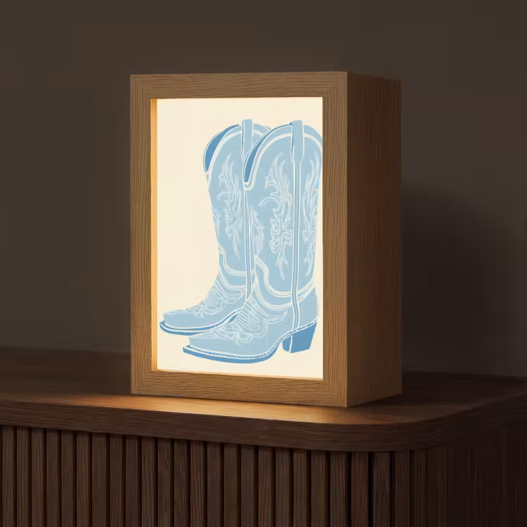 Illustratie - Cowboylaarzen - Patroon Light Box met kabel (Tafellamp) klein -z3d_website